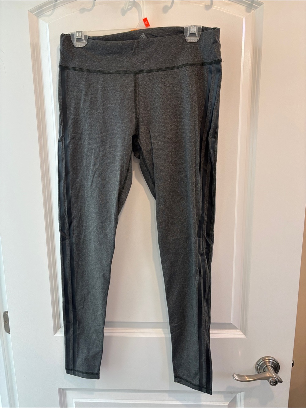 adidas Dark Gray/Black Leggings with Side Stripes